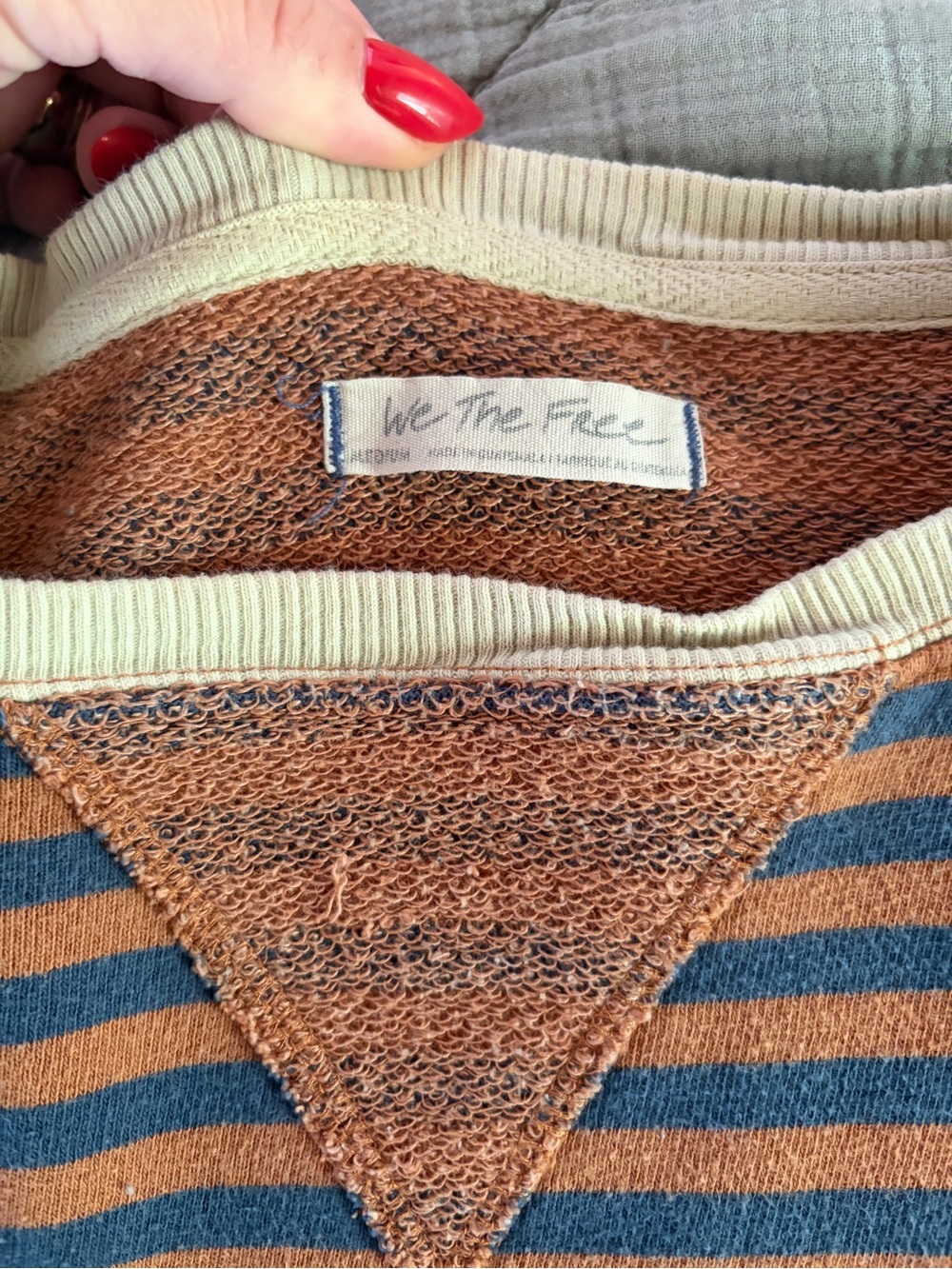 We The Free Orange and Blue Striped Crewneck Sweater - Picture 2 of 4